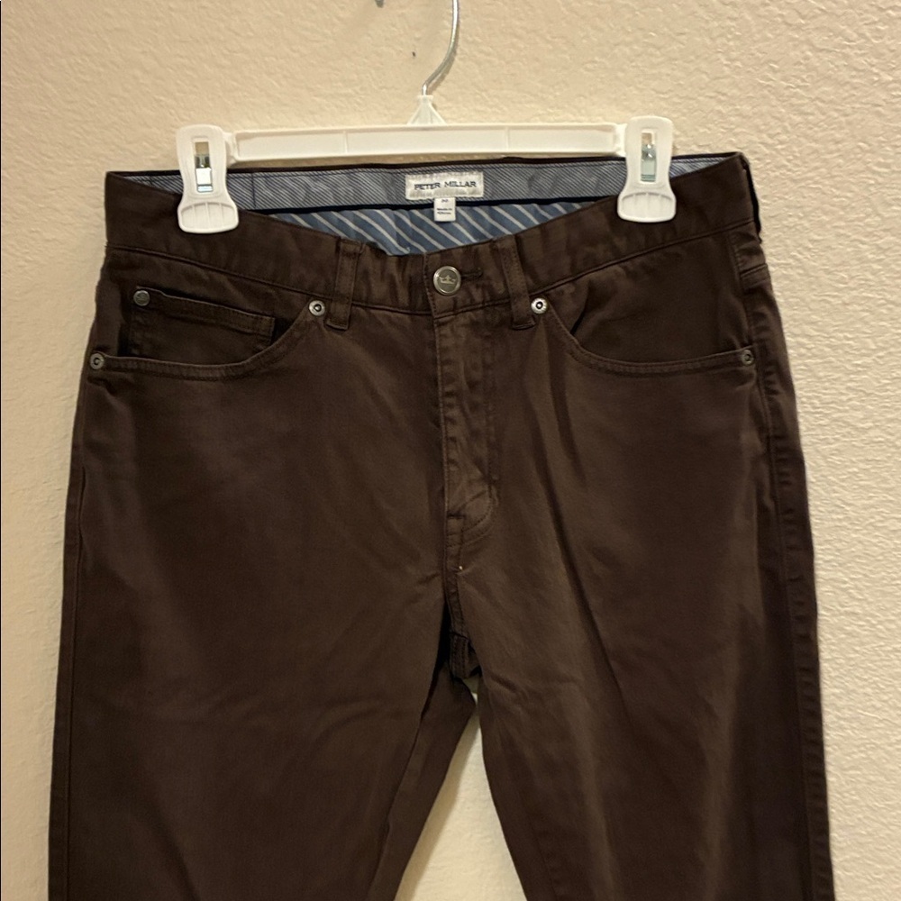 Peter Millar Men's Dark Brown Straight Jeans - Picture 4 of 7
